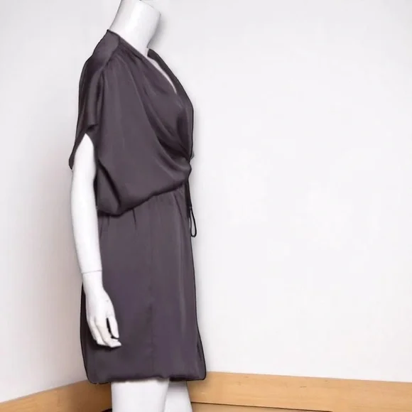 Robert Rodriguez Satin Kimono Dress Gray Rope Tie‎ Kaftan Sz 6 - Picture 2 of 5